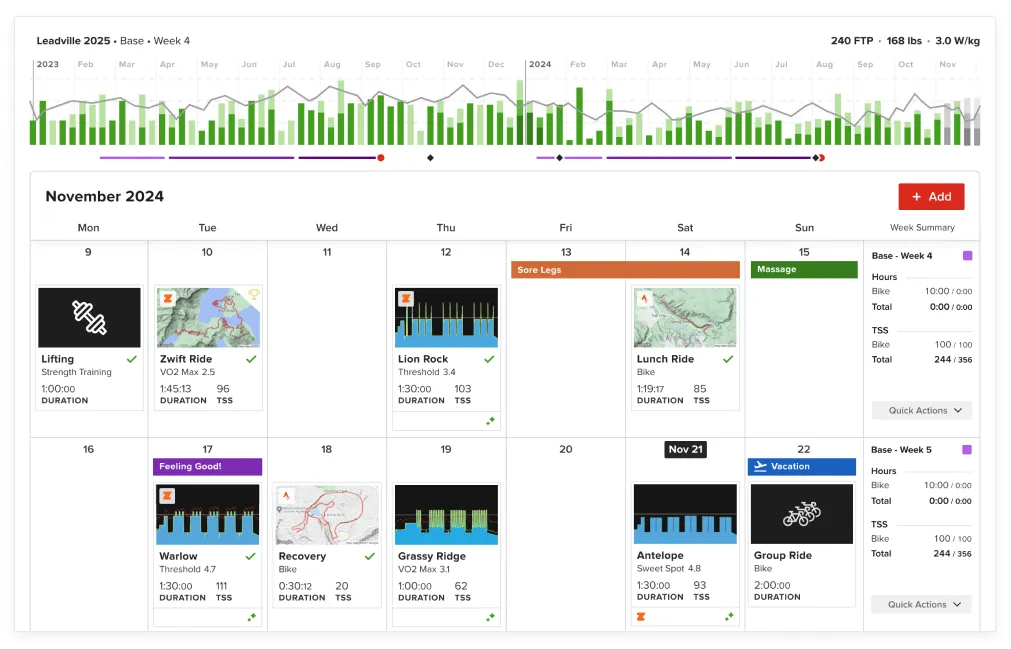 TrainerRoad training calendar
