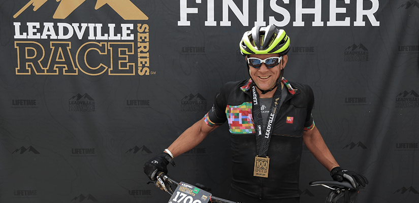 This is a photo of Chad Bakken after training for Leadville 100 mtb.