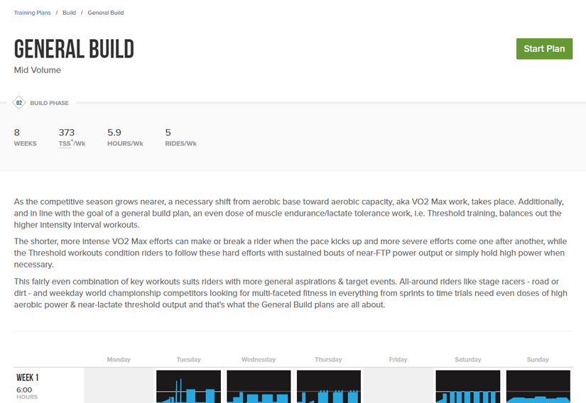 General Build Training Plan