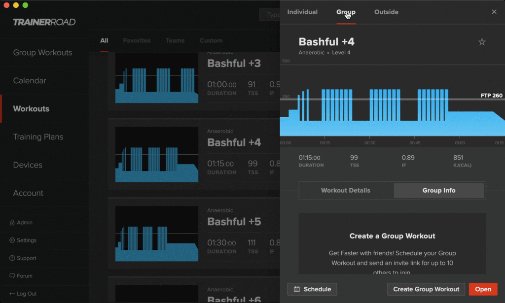 TrainerRoad Group Workouts- Schedule Workout.