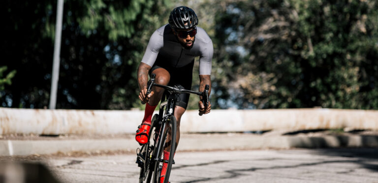 A cyclist riding at high intensity near their lactate threshold