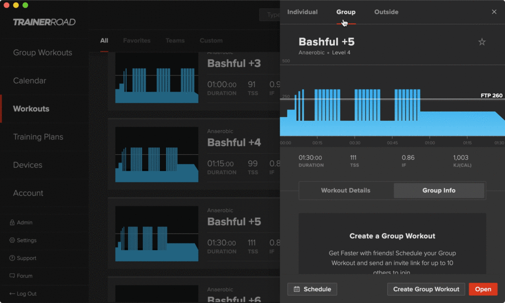 TrainerRoad Group Workouts- Create Workout.