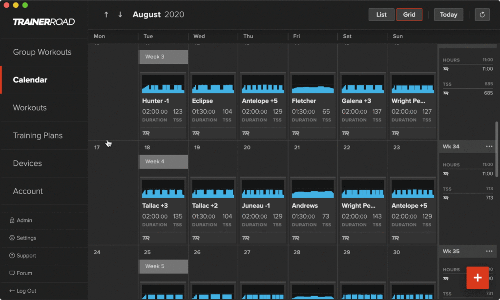 TrainerRoad Group Workouts- Choose a Workout.