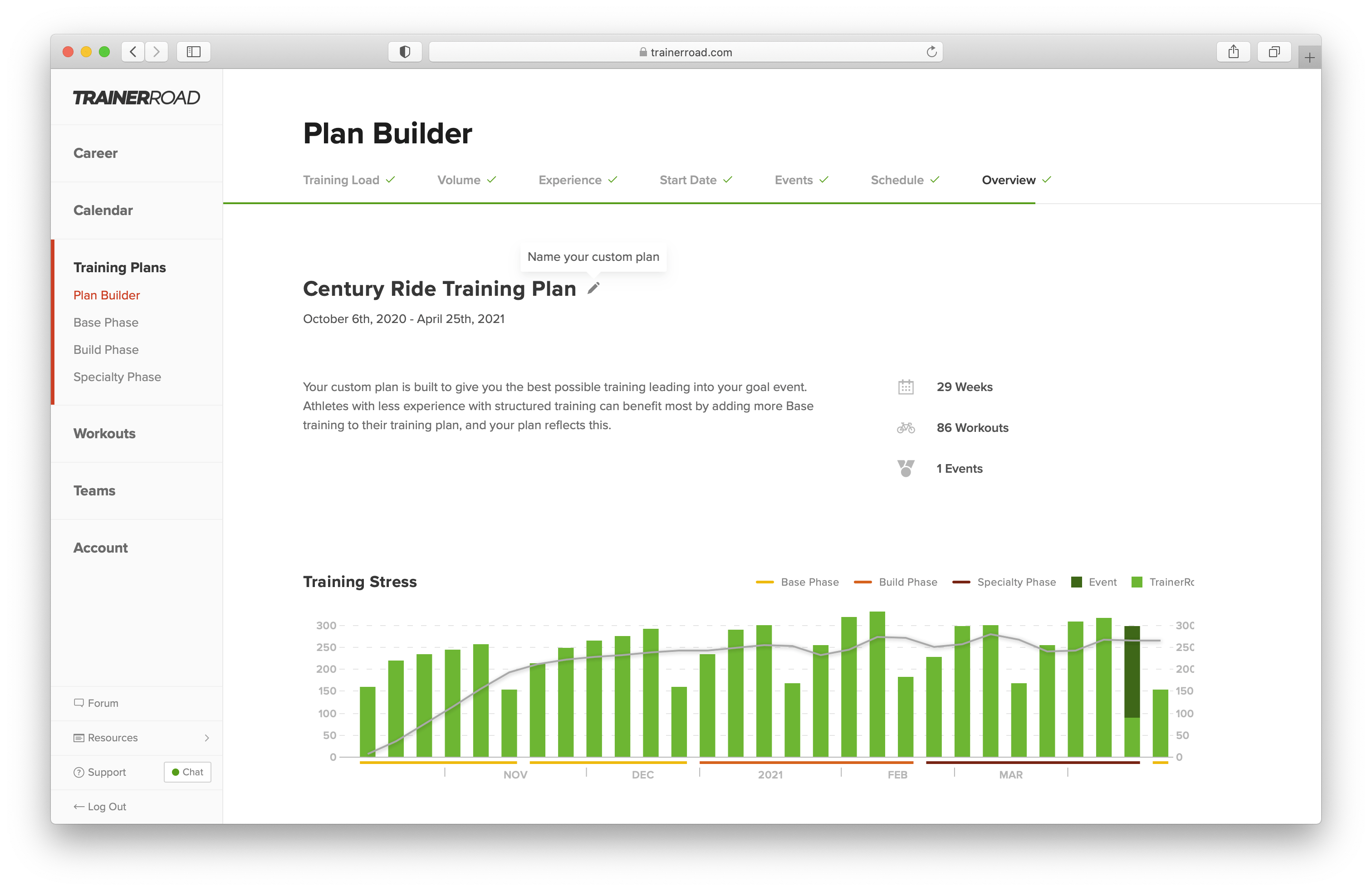 This is an example of a century training plan that will prepare you to ride 100 miles.