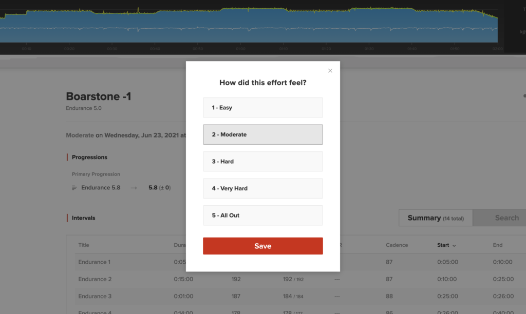 This image shows the post-workout survey.