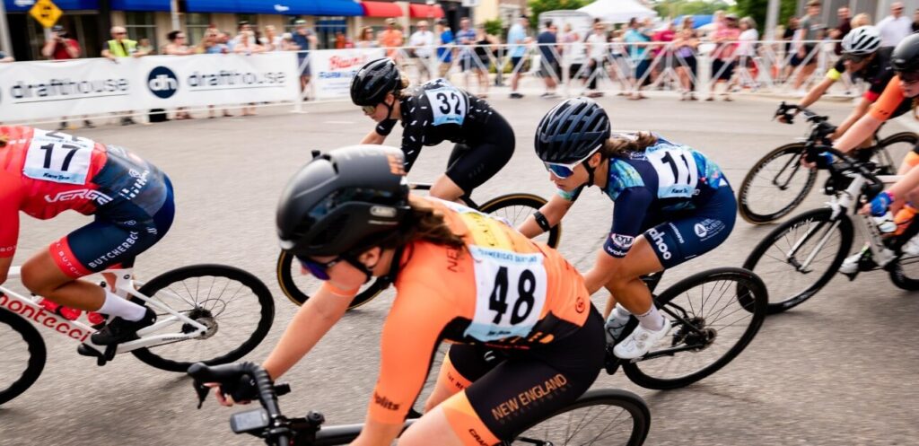 A group of female cyclists during a road race