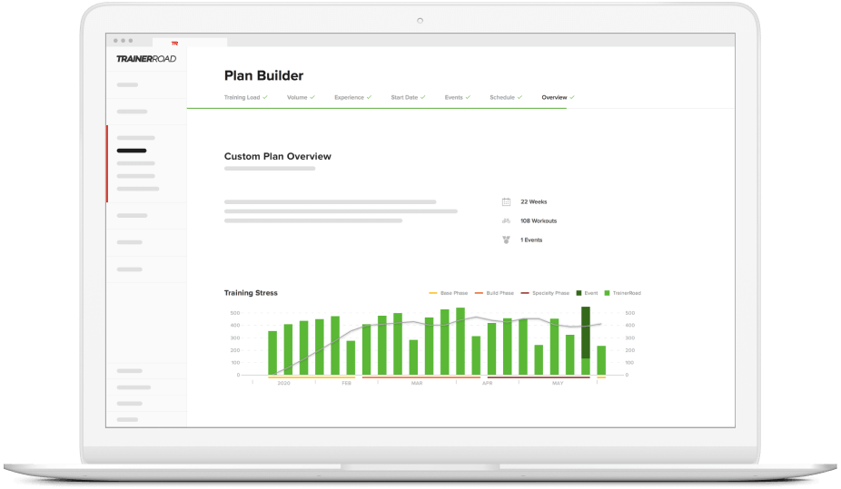 TrainerRoad Plan Builder example on laptop